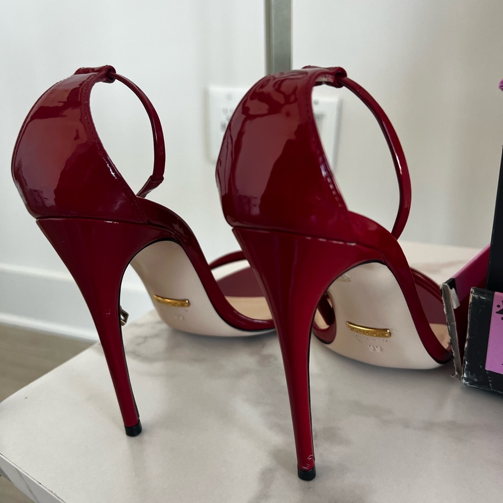 Gucci Red Patent Leather Strappy Heels - Picture 14 of 16